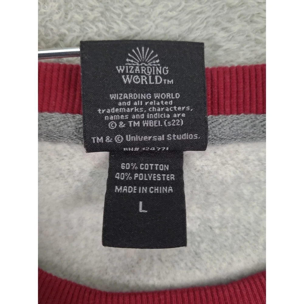 Harry‎ Potter Gryffindor Sweatshirt Mens Lg Gray Maroon Raglan Universal Studios